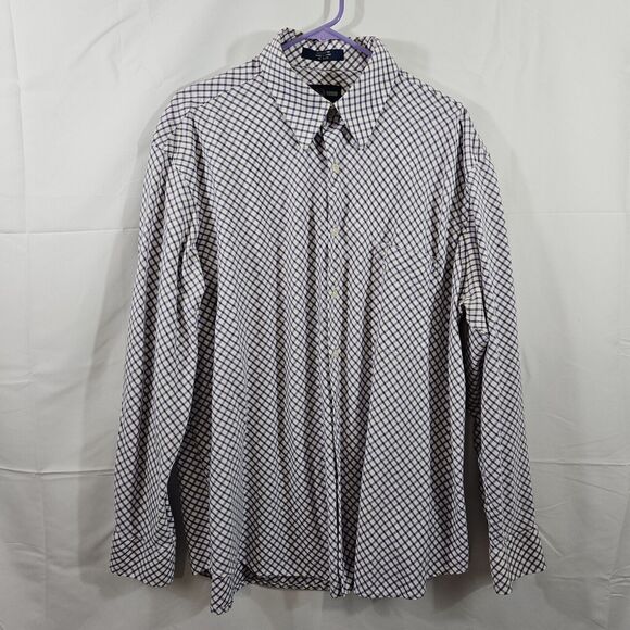 Alan Flusser Button Up Shirt Mens Size XL Long Sleeve Colorful Plaid Cotton - Picture 1 of 5